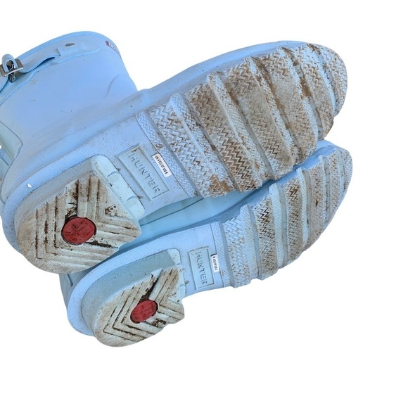 Hunter Original Short Gloss Rain Boots Baby Blue Women’s Size 6 Snow Shoes - Picture 3 of 10